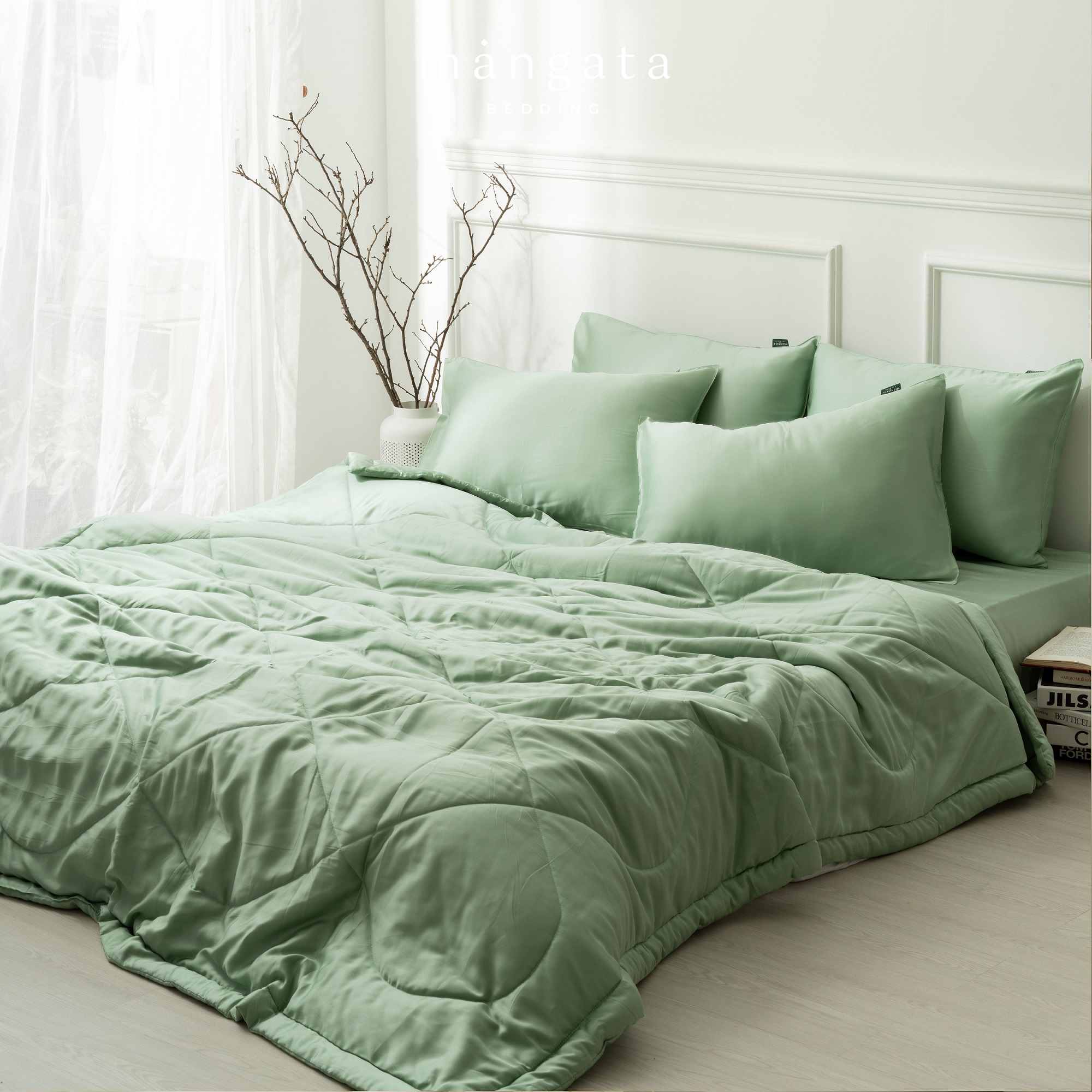 Bộ Chăn Ga Tencel Pastel Green | Mangata Bedding